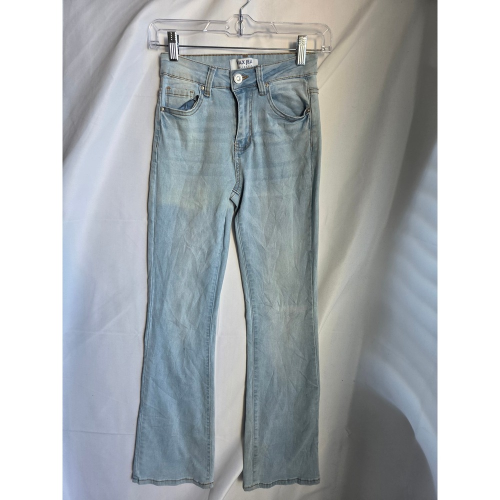 Wax Jean Collection Flare Jeans Womens  Light Blue Light Wash Slim High Leg